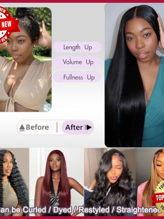 Brazilian Virgin Human Hair Extensions 20 22 24 Inch Straight Bundles
